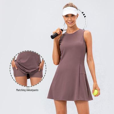 Vestido Esportivo Respirável de Duas Peças: Conjunto de Saia para Yoga, Tênis e Golfe
