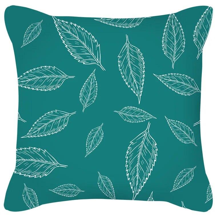 Blue Green Flower Leaf Printed Pillowcase Stripe Geometric Sofa Cushion Cover Home Decor Throw