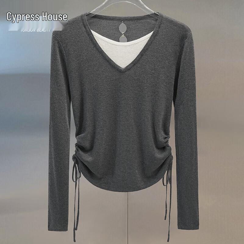 

Women s Faux Two-Piece Wool Blend Pleated Knit Top One Size