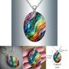 Fantasy Wave Pattern Glass Pendant Necklace With Chain For Fashion Enthusiasts