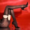 Xumi Sexy Lace Glossy Bodycon Dress with Garter Belt and Ultra-thin Transparent Temptation No-Remove Black Stockings Set for Wom