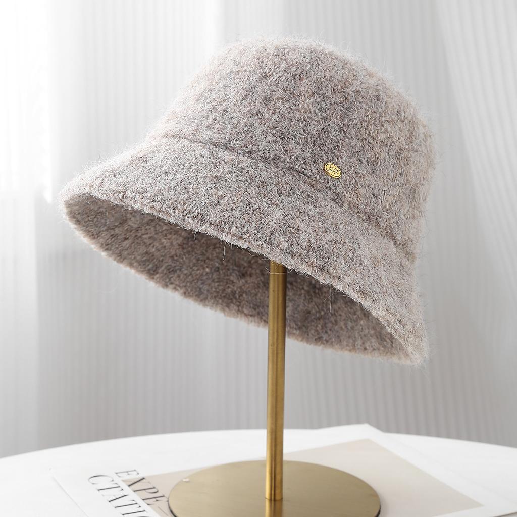 High Quality Exquisite Small Standard Solid Color Basin Hat Plush Lamb Wool Warm Fisherman Hat Children Autumn and Winter Bucket Hat