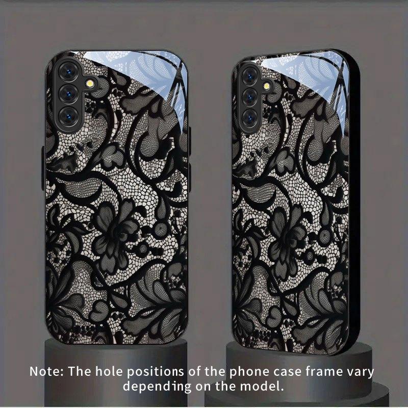 Stylish Elegant Black Lace Glass phone case fashion phone cases mobile phones for Samsung Galaxy S26 S25 S24 S23 FE Ultra Plus