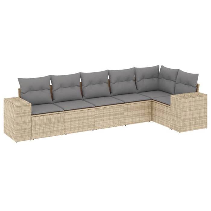 VidaXL Salon de Jardin avec Coussins 6 pcs, Canapés de Terrasse, Ensemble de Meubles de Patio, Mobilier d'Extérieur, Beige 3254926