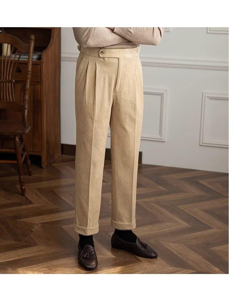 Autumn and winter corduroy drape pants nine-point pants men's hot-selling straight casual pants