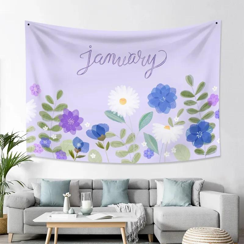 Home Wall Decoration Tapestry Colorful Wildflower Plant Background Hanging Cloth Office Living Room Tapestry
