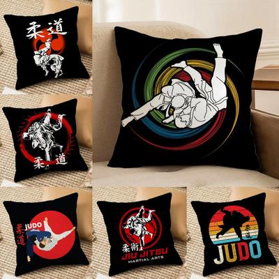 Sports Judo Martial Arts Cushion Cover Soft Plush DoubleSided Printed Sofa Pillow Cushion Cover  Cozy AllSeason Decor Gift