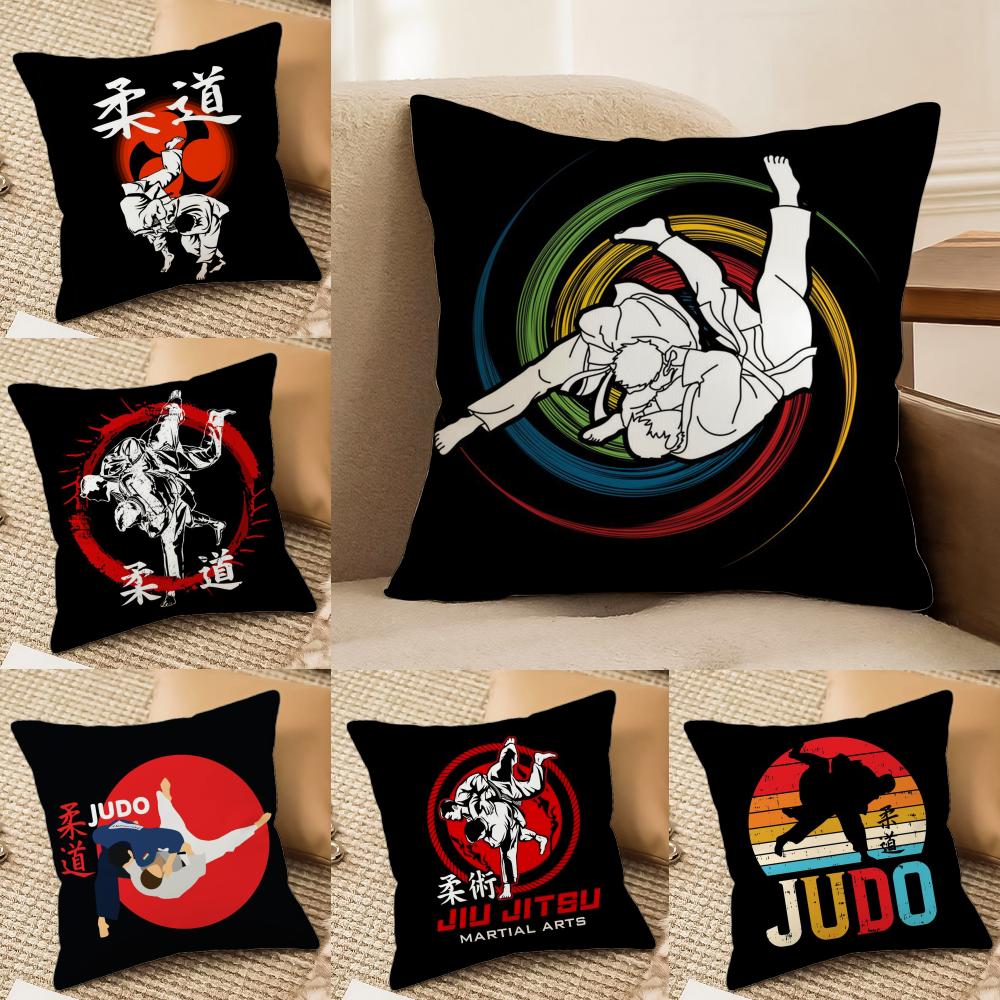 Sports Judo Martial Arts Cushion Cover Soft Plush DoubleSided Printed Sofa Pillow Cushion Cover Cozy AllSeason Decor Gift