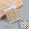 100Pcs 7cm/2.75inch Long Double Pointed Tip Cotton Swabs with Wooden Sticks Cleaning Swabs Buds Cosmetic Tipped Applicator for Makeup Eyebrow Tattoo