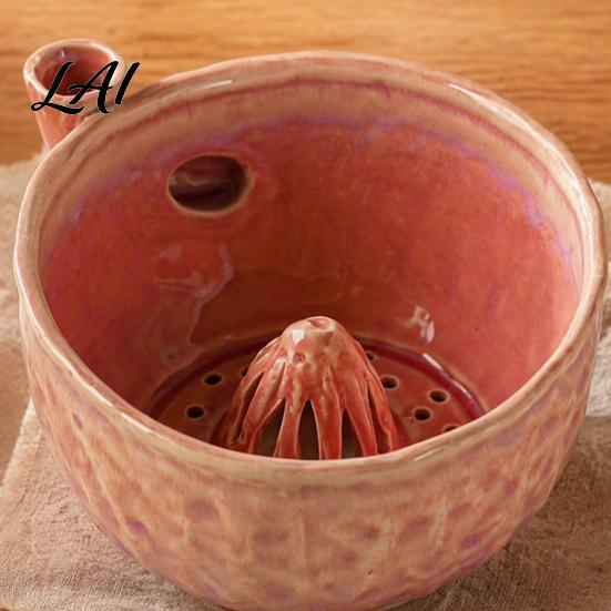 Kitchen Prep Colander Ceramic Berry Washing Bowl with Drainage Hole 360 Degree Self Basin for Vegetables Rinsing Fruit Rinse Bowl Fresh Vegetable