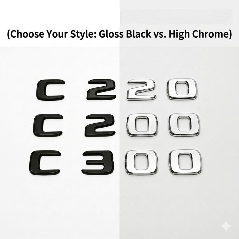 For Mercedes Benz C Class C200 C220 C300 W204 W205 W206 Trunk Emblem Badge Logo Car Styling Sticker Glossy Matte Black Chrome