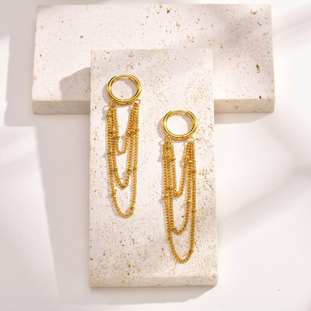 Trendy Multi-Layer Chain Earrings for Women Girls,Chic Gold Color Stainless Steel Dangle Earring,Birthday Christmas Gifts To Her