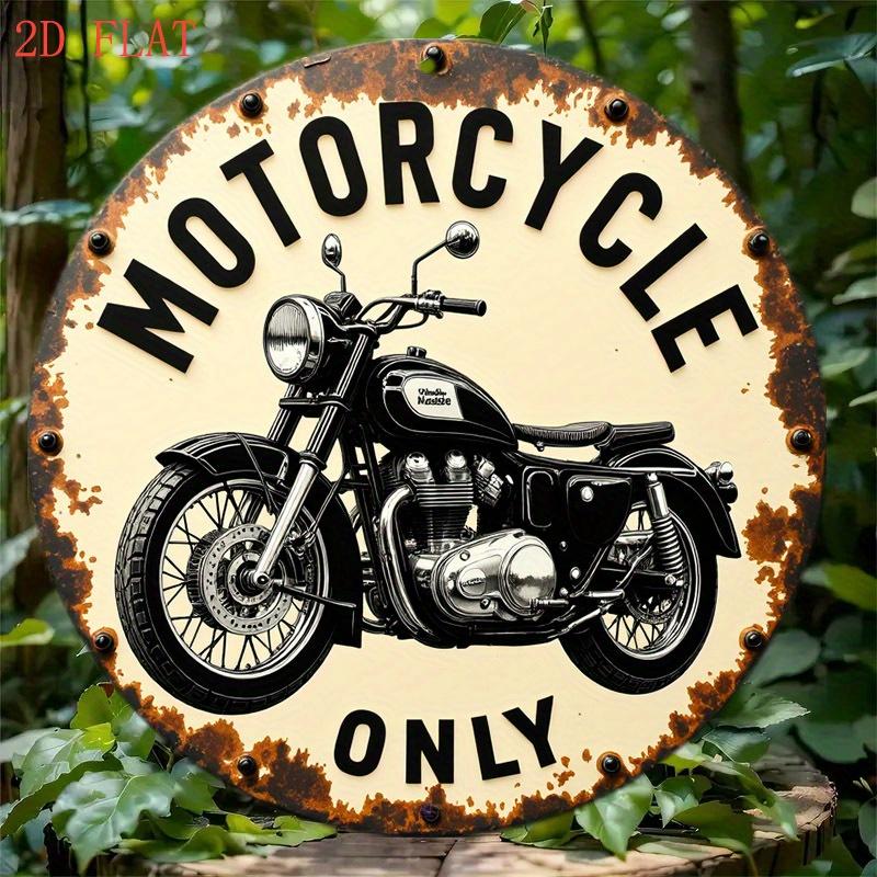 Pc Decoración de Pared de Metal para Motocicleta Vintage Señal de Garaje Retro con Motocicleta Beige Negro Diseño Retro Aluminio de Alta Resistencia