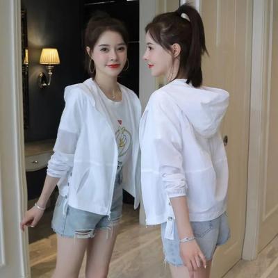 Short Sunscreen Clothing Korean Version of The Wild Anti-ultraviolet Hooded Thin Long-sleeved Breathable Women