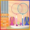 Kids Badminton Racket 2Pcs Set with 3 Balls Non-Slip Soft Grip Portable for Beginner Training Outdoor Beach Activities