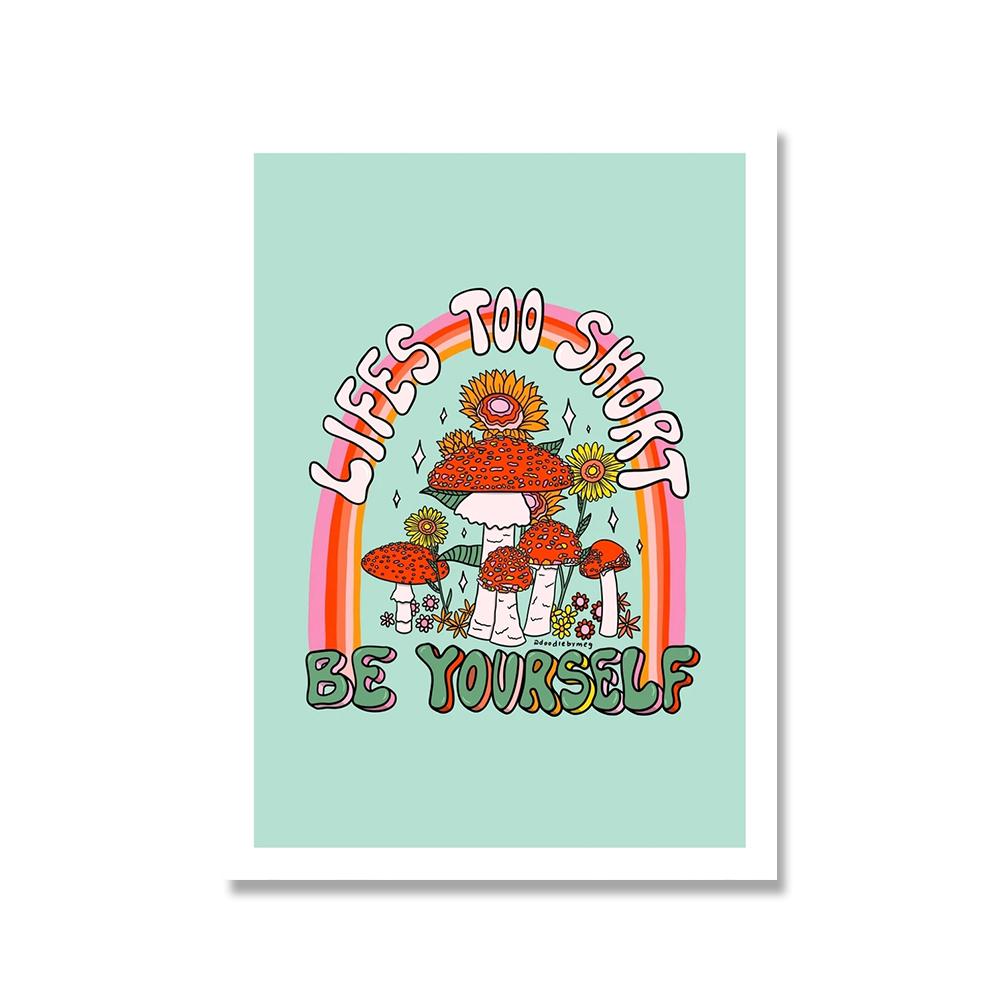 Przytulny abstrakcyjny plakat ścienny sztuka drukuj przyszłość wszechświat marzycielka dziewczyna kaktus różowy pomysł podróż pocztówki płótno malarstwo wystrój domu