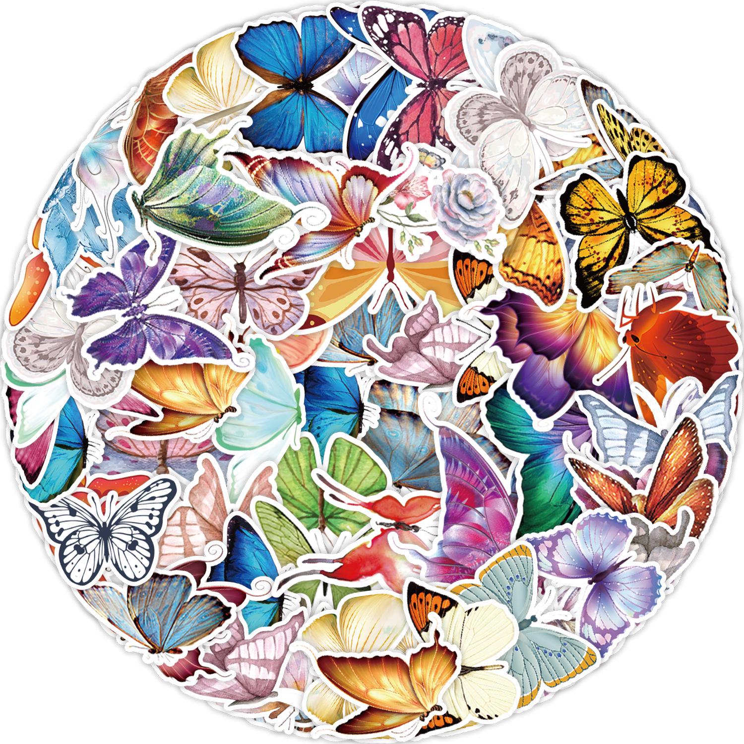 

50 Butterfly Cartoon Graffiti Stickers for Notebooks, Phones, Water Bottles, and Waterproof Journals.