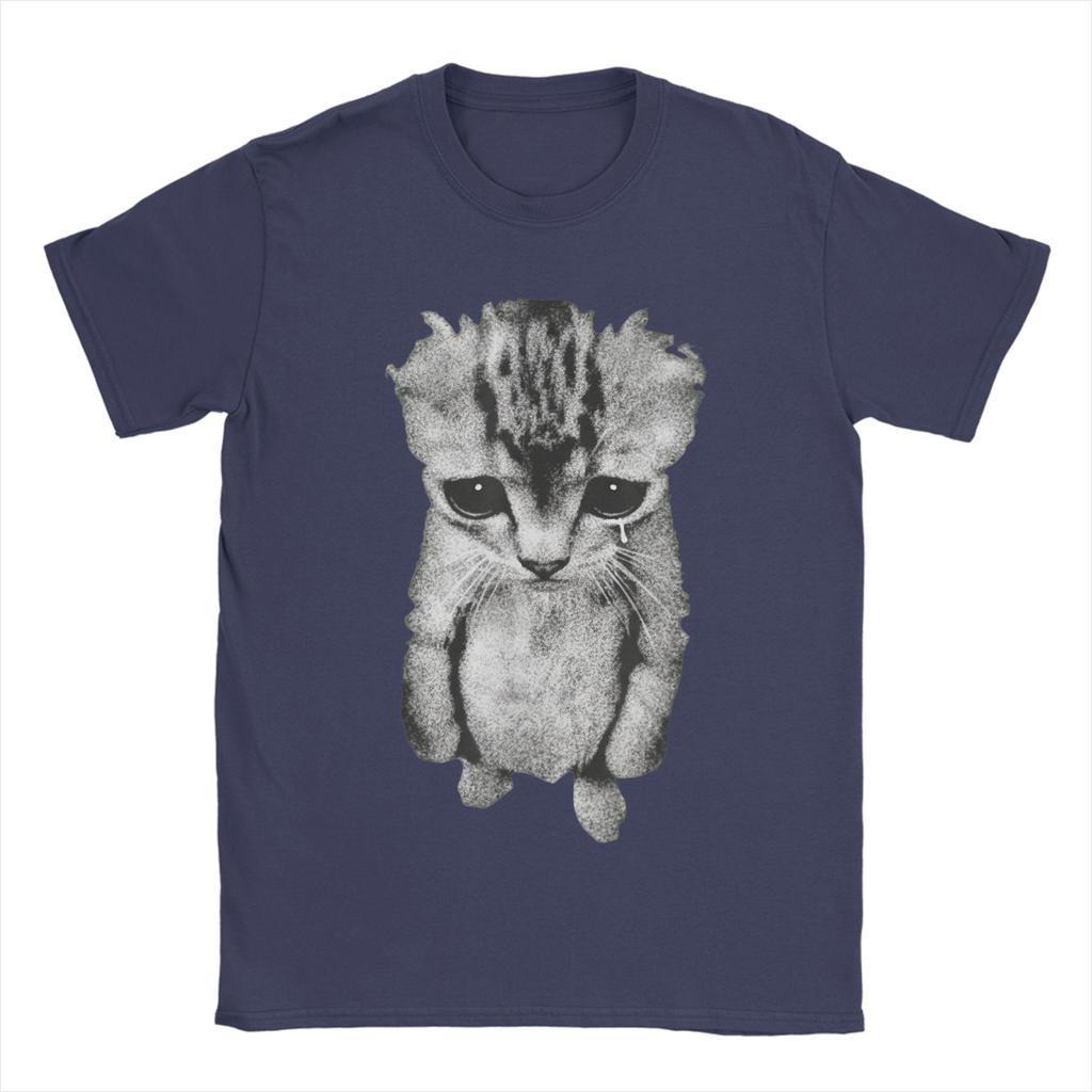 El Gato Munchkin Kitten Funny Sad Crying Cat Meme Cat Lovers T Shirt T Shirts Men 100 Cotton Plus Size Tees Short Sleeve Tops