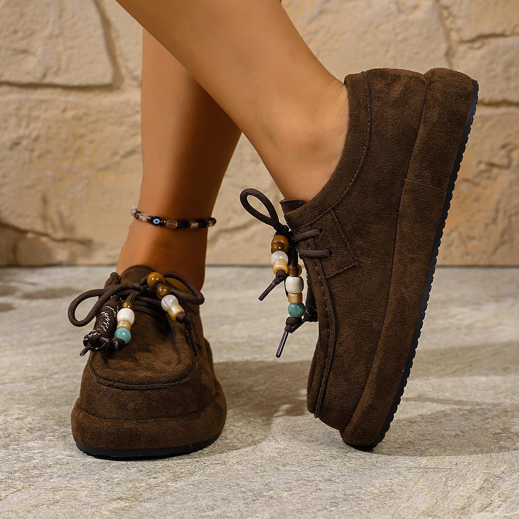 Fashion Women Sneakers Spring Autumn Casual Flat Loafers All-Match Round Toe Sneakers Women New Retro Style Thick Bottom Shoes Women