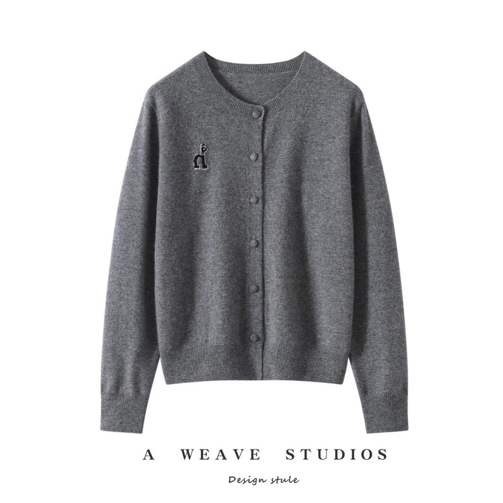 Embroidered Cashmere & Alpaca Cardigan - Women's Waist-Cinching Knitwear for Autumn/Winter