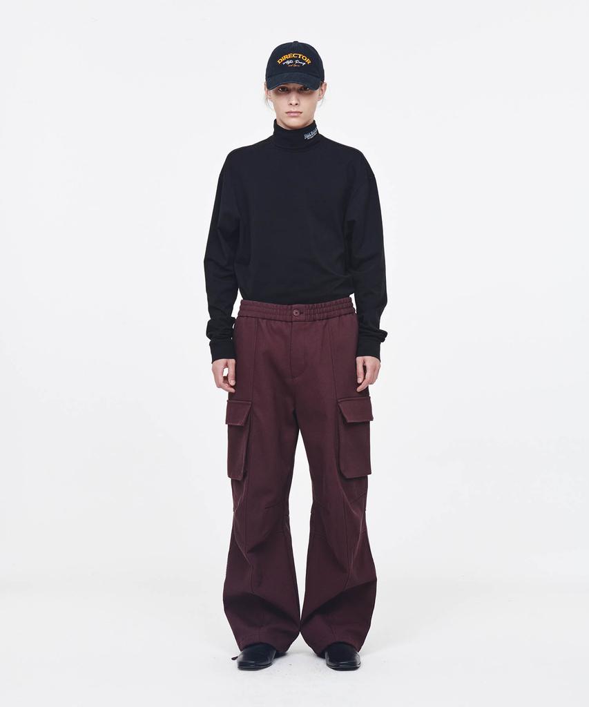Aepeuteopeulei Wide Military Cargo Pants Burgundy
