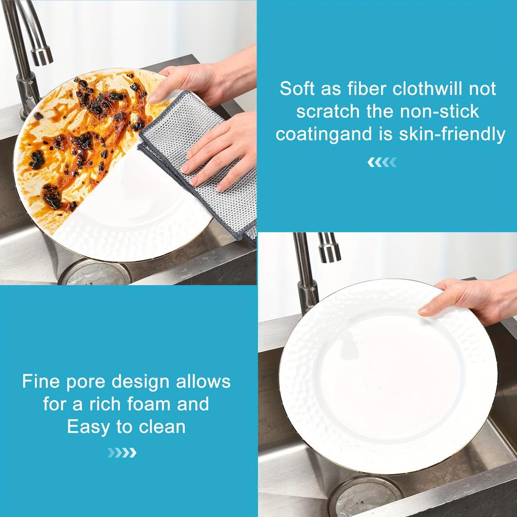 20 szt. Nie rysujących czyścików ze stali nierdzewnej z łatwością usuwa tłuszcz, olej i brud - Wielokrotnego użytku i zmywalne Odpowiednie do kuchni, łazienki