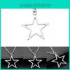 Trendy 36x33mm Silver Hollow Star Pendant Necklace In Alluring Alloy For Unisex Style