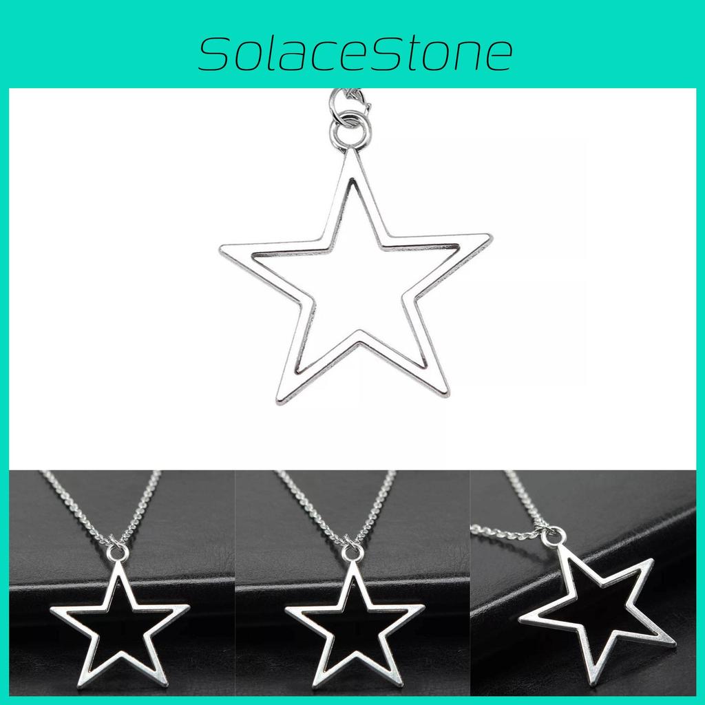 Trendy 36x33mm Silver Hollow Star Pendant Necklace In Alluring Alloy For Unisex Style