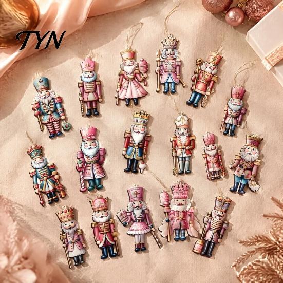 Decorative Hanging Pendants for Holiday Christmas Nutcracker Ornaments Tree, Wooden Soldier Tree Xmas Party Window Decoration, 2D Flat Decor