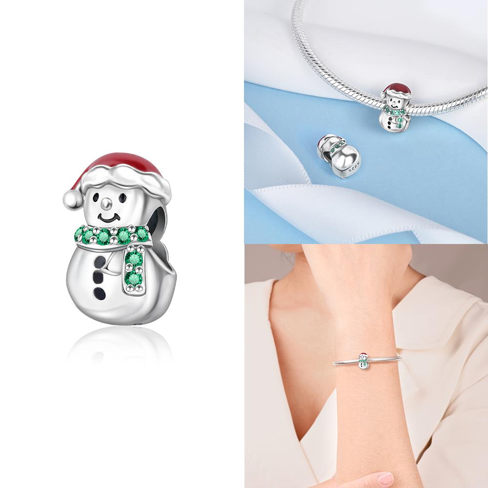 Charms Original Santa Claus Snowman Winter Penguin Snowflake Beads Fit Bracelet Copper Jewelry Women Diy Gift