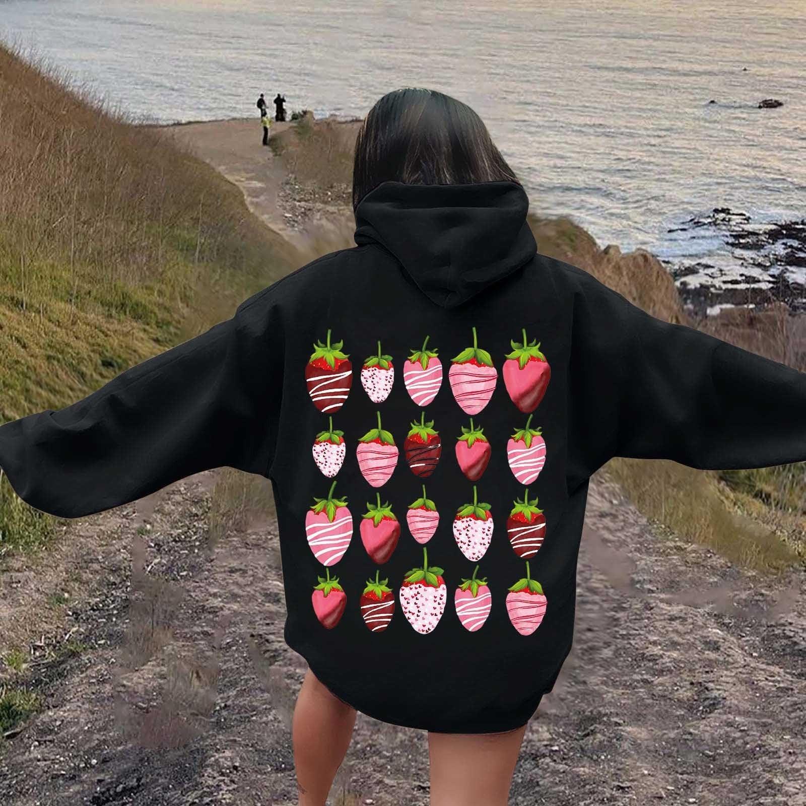 

Женская мода легкий длинный рукав пуловер толстовки с капюшоном с карманами графическая толстовка L чёрный