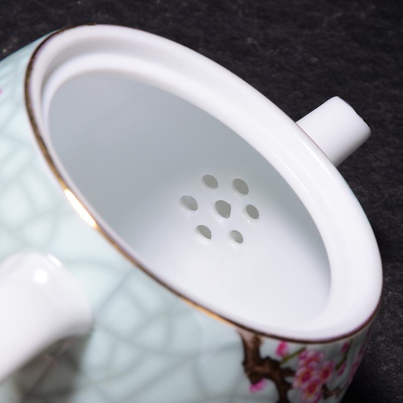 Keramisk tekanna i japansk stil med skata, Kung Fu-teset, handhållen tekanna, linjetekanna, tekanna i blåvitt porslin, hushålls