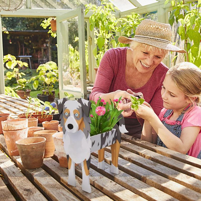 Australian Shepherd Dog Vase Pots DIY PVC Flower Planters Garden Dog Garden Planter Planter Decor Dog Pot Flower Shape Home
