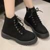 Fashion Lace Up Decoration Boots for Women Autumn Winter Korean Faux Suede High Top Ankle Boots Woman Zipper Platform Booties Mujer