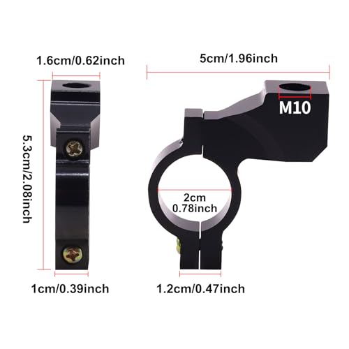 X-STYLE Motorcycle Mirror Bracket 10mm Mirror Holder Extension Bracket Motorcycle Mirror Adapter Mirror Riser Mounting Bracket Black Set of 2