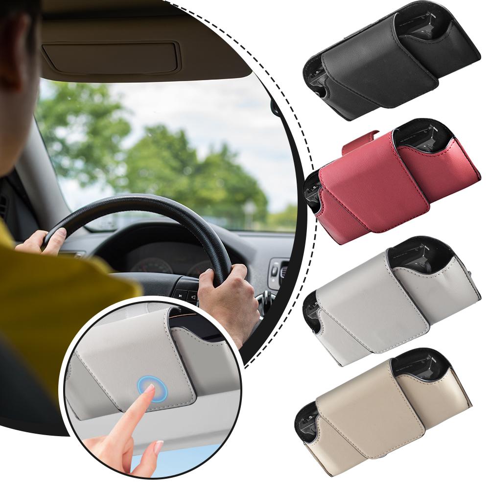 Car Glasses Holder Multi-functional Leather Car Glasses Box Case Storage Holder Glasses Car Portable Sunglasses Stable Suns P4F2