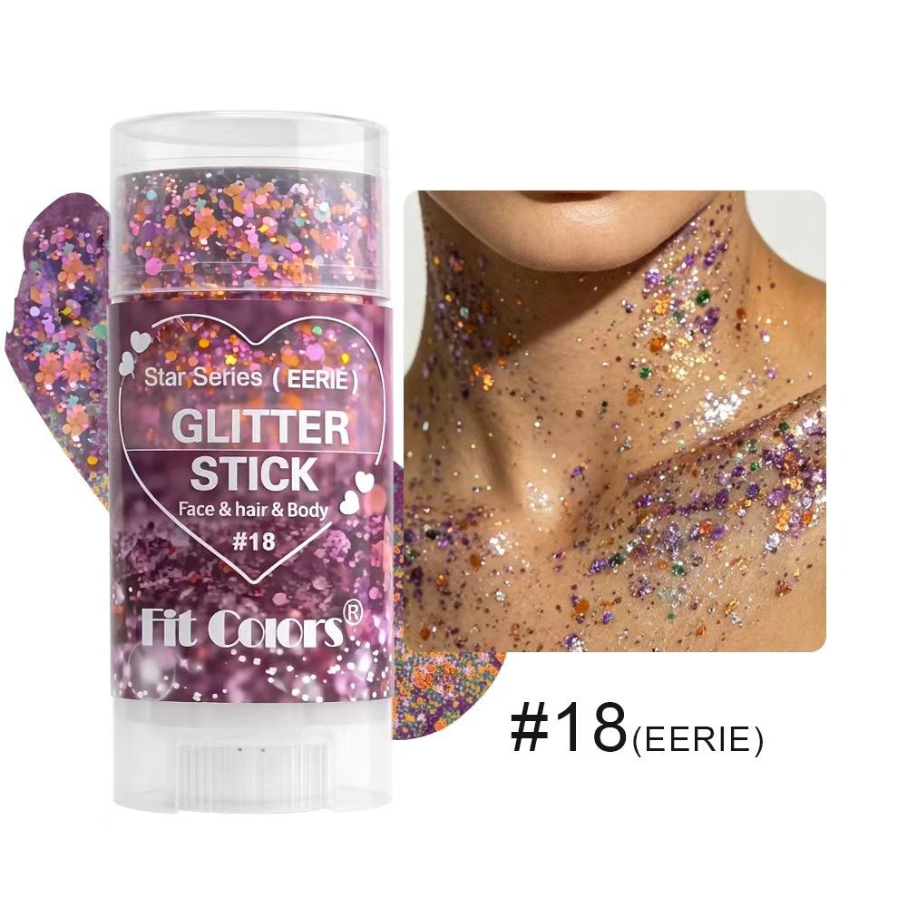 Fit Colors Star Series Glitter Stick Body Shimmer Face Hair Highlighter Chunky Festival Glitter Makeup for USA 250th Anniversary Fireworks Party Raves