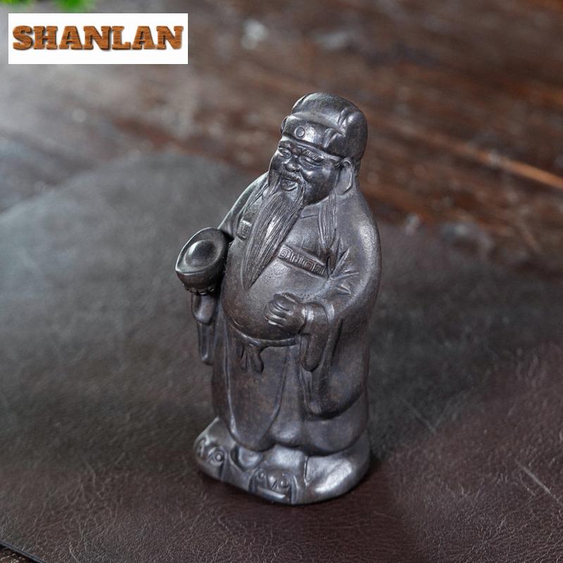 Yixing Zisha God Of Wealth Tea Pet Elegant Tea Spirit Tea Figurine Play Toys Tea Statue Ornaments For Tea Accessories Craft Gift