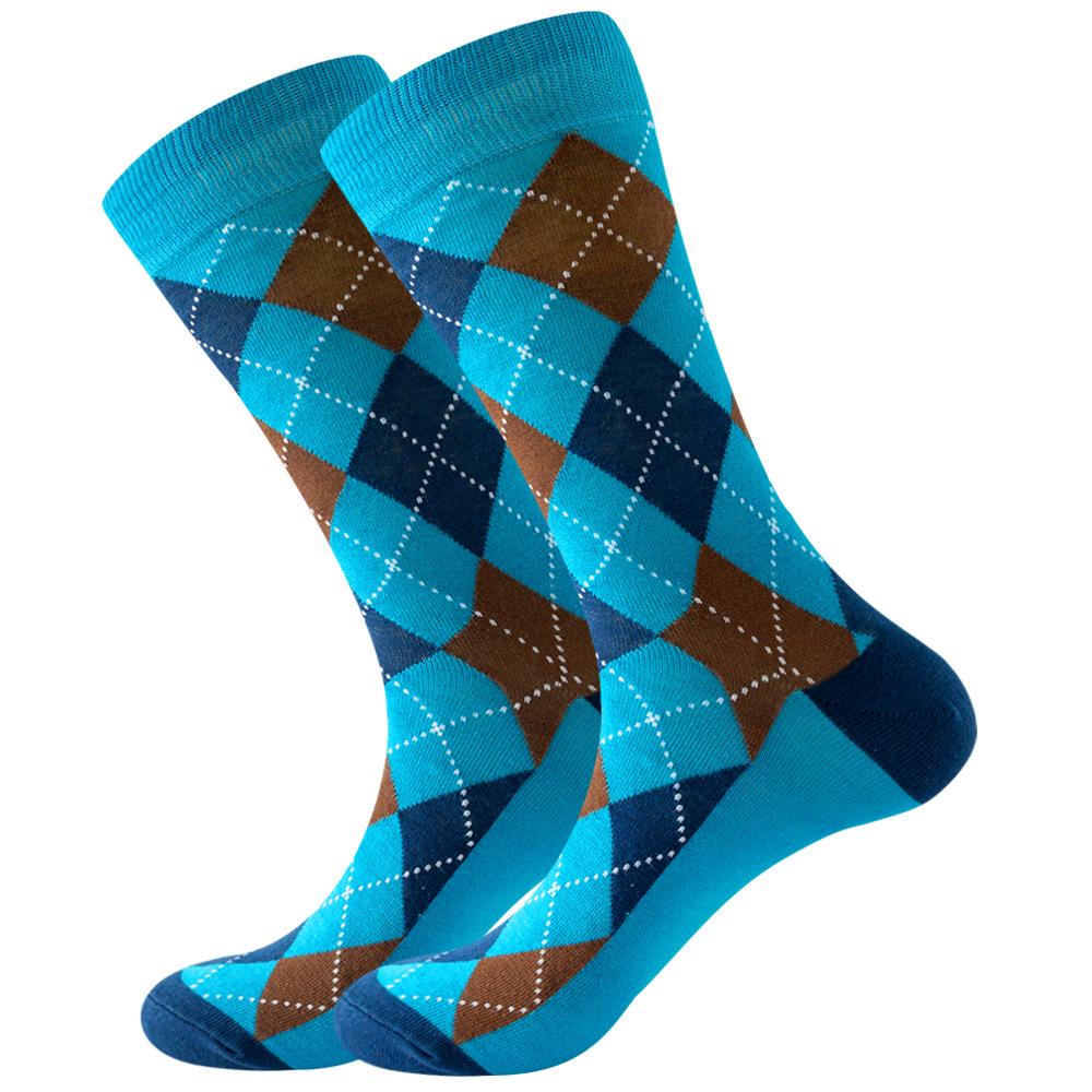 Socks Men's Latest Design Middle Tube Socks Autumn Socks Quality Business Geometric Lattice Colorful Mens Cotton Socks