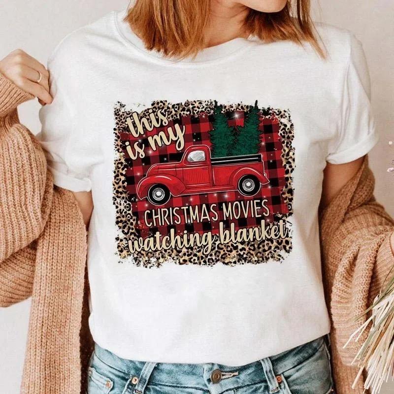 1PC Christmas Snowman Tshirt New Year Christmas Tree Tshirt 2025 Printed Tshirt Womens Shirt Clothing Tshirt