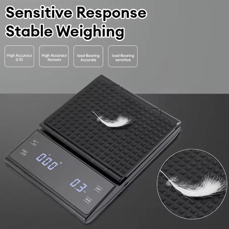 3kg/0.1g high precision coffee scale, coffee scale. Backlit LCD display, kitchen accessories, timer