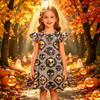 Kids Casual Halloween Printed Sleeve Dress for Party and Holiday