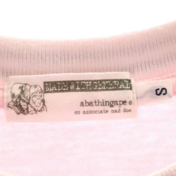 A Bathing Ape Made In Japan Short Sleeve T-shirt S Pink Crew Neck Men's Used