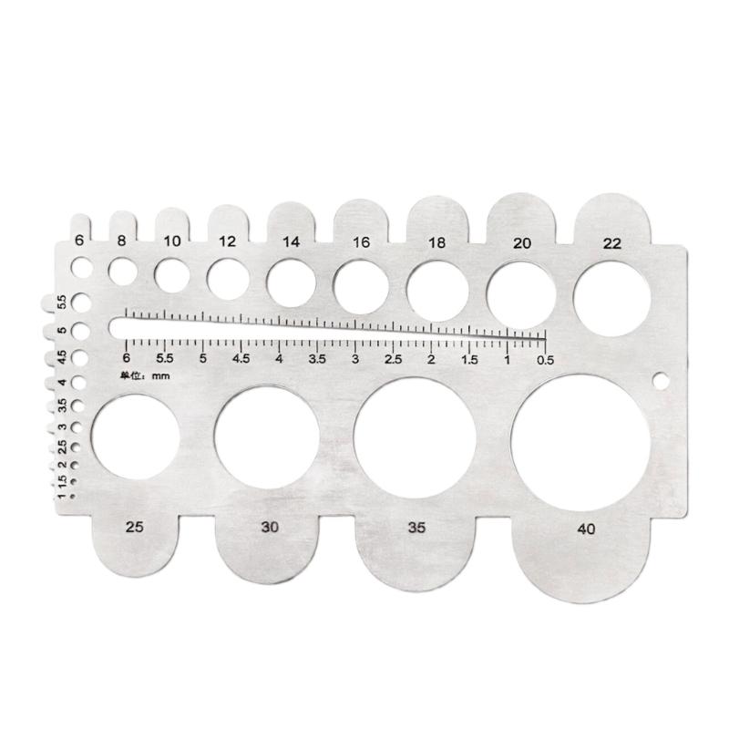 Clear Markings Stainless Steel Round Hole Measuring Gauge For Tailor Belt Making Scale Tool Belt Measurement Instrument