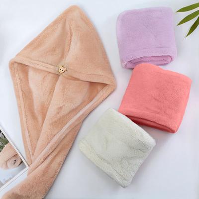 Absorbent Soft Microfiber Hair Drying Towel with Button and Loop for Secure Fit Lightweight Quick Drying Bath Shower Cap