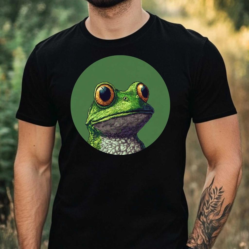 T-Shirt Herren Frosch als Pixel Art Motiv Baumwolle Größe XS bis 5XL