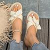 Fashion 2025 Summer New Women's Round Toe Low Heel Bow Tie Slippers Wide Fit Outdoor Plus Size Daily Casual Classics Sandals Zapatos