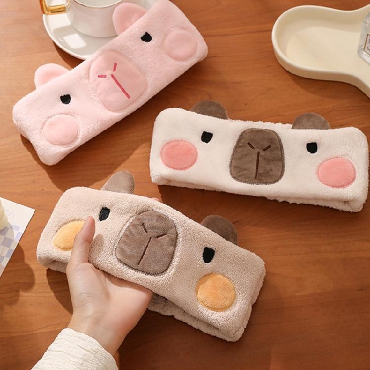 Plush Headband for Face Washing with Capybara Absorbent Thicken Hairband for  Women Cartoon Capybara Theme