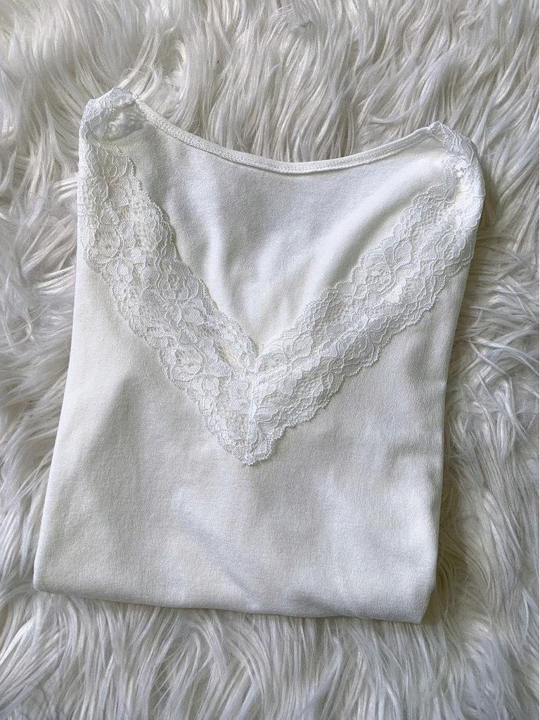 Chic Lace Splicing Slim-Fit Long-Sleeve Base Layer Top for Autumn/Winter