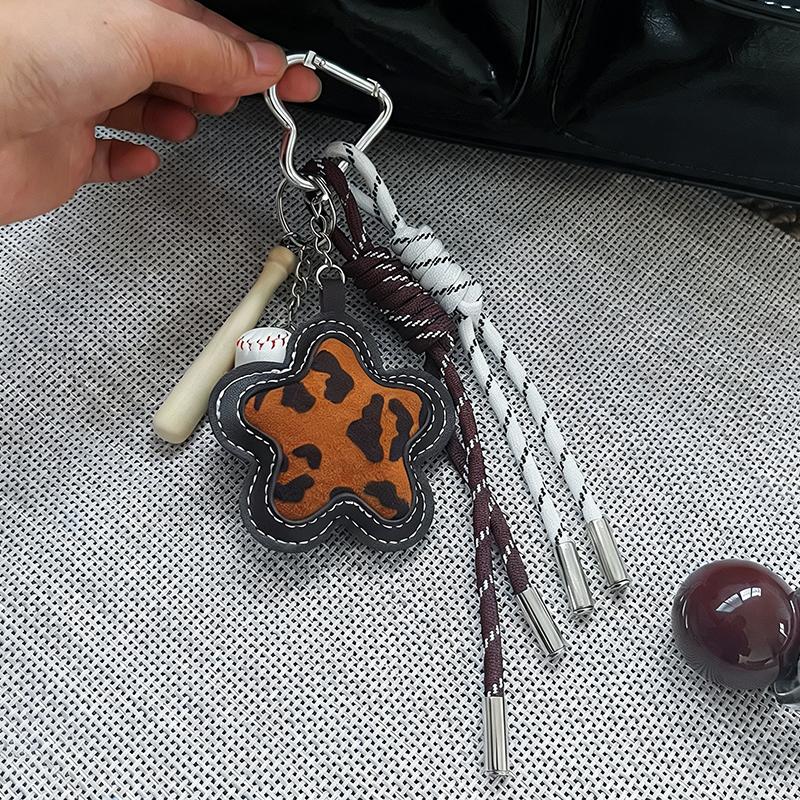 

Yogodlns Matte Leopard Print Flower Mini Backpack Hanging Handbag Pendant Bag Pendant Bags Accessories one size кавовий